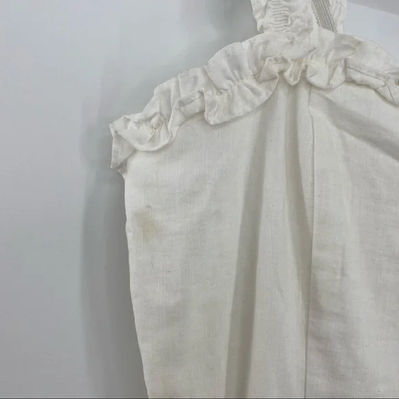 Aqua NWT Ruffled Strap Mini Dress Sleeveless Smocked Linen Blend White Large New - Picture 12 of 13